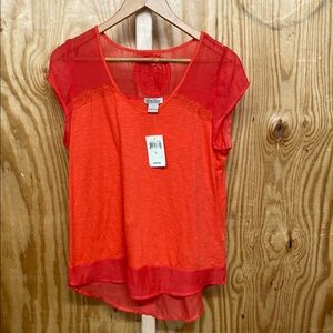 Lucky Brand size L orange blouse NWT